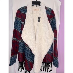 Hollister Sherpa Lined Aztec Tribal Print Cardigan